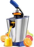 Zulay Citrus Juicer Electric - Stainless Steel Orange Juicer With 160W Powerful Motor - Interchangeable Cones For All Citrus - Filters Out Seeds & Pulp - Dishwasher-Safe Parts - Blue