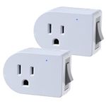 Fosmon ON/Off Switch 245J Surge Protector Grounded Outlet with LED Indicator (2 Pack), 3 Prong Electrical Plug, Single Port Power Adapter, Outlet Extender, 15A Circuit Breaker, White, ETL Listed