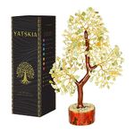 YATSKIA Green Jade Handmade Gemstone Money Tree of Life Good Luck Gift Gems Bonsai Trees Feng Shui Office Gifts Aura Cleansing Prosperity Stones Positive Energy Decor Home Desk Shelf Decorations