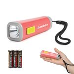 EverBrite Mini LED Kids Flashlight - Lightweight (46g) Torch with Soft Yellow Light for Reading, Camping, and Emergencies - Gift for Children, Coral Red