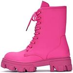 Cape Robbin Chrisley Combat Boots for Women - Pink Platform Boots Lace Up High Tops, Ankle Booties for Women - Pink Size 7