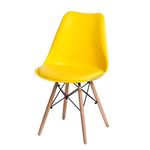 Finch Fox Eames Replica Nordan DSW Stylish Modern Furniture Plastic Chairs with Cushion (Yellow Color)