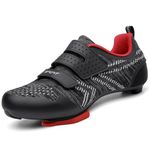 ULTIANT Cycling Shoes Mens Womens Compatible with Peloton Indoor Riding Shoes Road Bicycle Shoes with Look SPD SL Delta Cleats Outdoor Pedal Bike Shoes, Black, 7.5 Women/5.5 Men