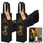 Abbylike 24 Pcs Wine Gift Bag Bulk Single Wine Bag Non Woven Wine Bags with [Cheers] Print Tags and Rope Reusable Wine Bottle Bag with Handle for Christmas Party Holiday Birthday Wedding (Black)