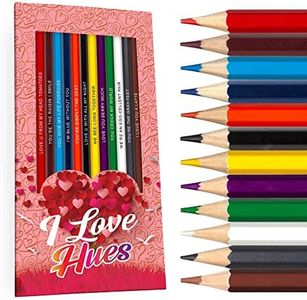 I Love Hues Colored Pencil Set | Set of 12 Unique Love-Inspired Colored Pencils with Funny Puns for Valentine's Day or Anniversary