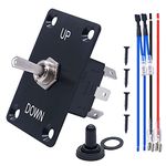 weideer Momentary Motor Polarity Reverse Toggle Switch 6 Pin 3 Position (ON)/Off/(ON) Reset Switch for DC Motor Control with UP/Down Waterproof Cap Mounting Plate and Jumper Wires E-TEN-223-M-X-B