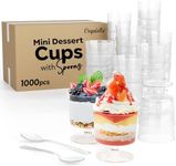 Exquisite Mini Dessert Cups With Spoons I Disposable Mini Plastic Mousse Cups With Spoons I 2 oz Small Dessert Cups with Spoons