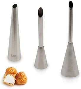 3PCS Piping Bag Nozzles Set Stainless Steel Cake Decorating Cake Tips For Puff