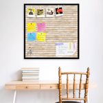 ArtzFolio Natural Texture | Bulletin Board Notice Pin Board | Vision Soft Board Combo with Thumb Push Pins & Sticky Notes | Black Frame | 28 x 28 inch (71 x 71 cms)