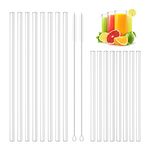 Kiemeu 16 Pack Clear Glass Straws for Drinking, 8 Short Glass Straws for Cocktails and 8 Long Glass Straws, 7 mm Diameter Thin Reusable Straws