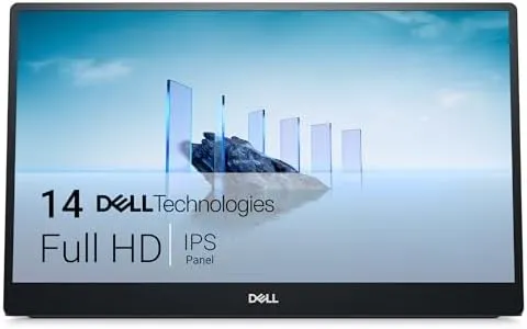 Dell P1424H 14" Full HD (1920x1080) Portable Monitor, 60Hz, IPS, 6ms, 2X USB-C, Silver