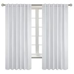 BGment Rod Pocket and Back Tab Blackout Curtains for Bedroom - Thermal Insulated Room Darkening Curtains for Living Room, 2 Window Curtain Panels of 52 x 84 Inch, Greyish White