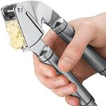 Greenco Heavy Duty Solid Stainless Steel Garlic Press, Crusher, Mincer, Including 2 Free Bonuses Inside, Silicone Garlic Peeler and a Cleaning Brush