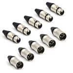 Kadence - 3 Pin XLR Solder Type Connector, 5 Male and 5 Female Plug Cable Connector Microphone Audio Socket, Made of Zinc Alloy for High Conductivity and Ultra-low Noise (0.8Kg (5pc))