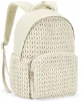 BAGSMART College Backpack for Women, Lightweight Puffy Travel Backpack for Women, TSA Personal Item Casual Daypack, 14 Inch Fashion Bookbag, Beige