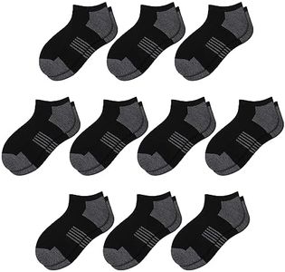 Comfoex 12 Pairs Boys Socks Low Cut Ankle Socks For Kids 8-10 4-6 6-8 Years Old Short Athletic Socks With Cushioned Sole, Black 12 Pairs, 7-10 Years