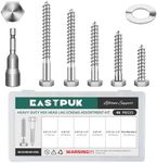 EASTPUK 46Pcs 3/8" Hex Head Lag Bolts Screws Assortment Kit, Heavy Duty Lag Screws with Washers, 304 Stainless Steel 18-8, 3/8 Bolt for Wood, Bright Finish