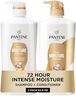 Pantene Shampoo & Conditioner Set, Daily Moisture Renewal - Pro-V Nutrients for Dry, Color-Treated, Straight to Curly Hair, 72-Hour Hydration & Softness, 52.8 Oz Total + Miracle Rescue Shot (0.5 Oz)
