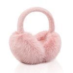 WATAME Faux Fur Ear Muffs Winter Women Girls Cute Earmuffs Fluffy Ear Warmers Soft Foldable Ear Muffs Outdoor (Light Pink)