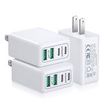 [3 Pack] USB C Wall Charger, 40W 4-Port USB C Charger Fast Charging Block, Dual Port PD+QC Wall Plug Multiport Brick Type C Box Cube Compatible with iPhone 15/14/13/12/11 Pro Max,iPad,Samsung,iwatch