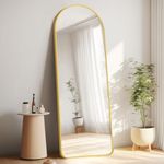 CIVENO Arched Full Length Mirror, 64"x21" Gold Metal Frame Full Body Mirror, Round Corner Floor Mirror, Hanging or Leaning Against Wall for Bedroom, Living Room, Dressing Room