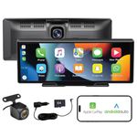 BlackboxMyCar S-Drive 10.26" Android Auto and Apple CarPlay Display with 1080p Front Dashcam, 1080p Backup Camera for Car, Bluetooth, AUX, FM, Mirror Link, 64GB microSD Card Included