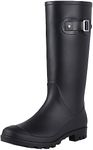 Evshine Women's Knee High Rain Boots - Narrow Calf - Fashion Waterproof Tall Wellies Rain Shoes，Matte Black，8.5