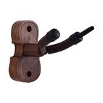 Wall Mount Violin Fiddle Viola Hanger Hook Keeper with Bow Holder Rubber Cushion Wood Base