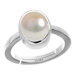 Clara Pearl Moti 6.5cts or 7.25ratti Stone Silver Adjustable Ring for Women