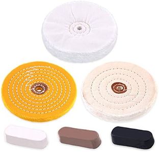 Rustark 6 Piece Polishing Compounds Kit with 3 Assorted Buffing Wheels Including Black Emery, Brown Tripoli, White Diamond, Yellow (30 Ply) Flannel (30 Ply), Cotton (40 Ply) for polishing