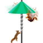 HQBRO 19-Inch Squirrel Baffle for Bird Feeder Pole Shepherds Hook, Raccoons Buster Set with Spikes L 40", Bird House Guard for Outdoor Poles & Hanging Deflector, Rust Chew Proof Heavy Duty ABS Green