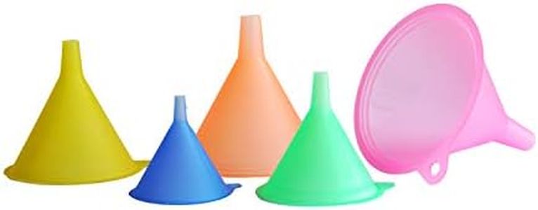 Mirenlife 5 Sizes Candy Colors Plastic Funnel Set for General Purpose, Lab Car Kitchen Home Tools, Liquids Dry Goods