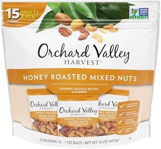 Orchard Valley Harvest Honey Roasted Mixed Nuts, 1 Ounce Bags (Pack of 15), Almonds, Peanuts, Pecans, and Cashews, Gluten Free, Non-GMO, No Artificial Ingredients