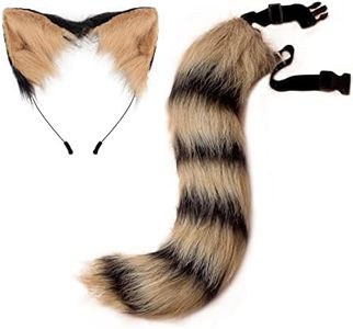 HAOAN Faux Fur Fox Tail and Ears Headband Set Werewolf Costume Halloween Cosplay