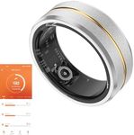 Tulbeys Smart Ring Fitness Tracker, Step Counter for Walking, Heart Rate Blood Oxygen Calorie Sleep Tracker Health Ring, IP68 Waterproof, Stainless Steel, 5-7 Days Battery Life, Silver + Middle Gold