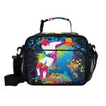 ALAZA Large Lunch Bags, Football Players with Soccer Insulated Lunch Bags with Shoulder Straps and Buckle Handle, Crossbody Tote Lunch Box for Kids Teenager Student Girls Boys, 2 Compartments