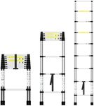 HYCHIKA Telescoping Ladder 8.5 Ft, Extension Collapsible Aluminum Ladder with Stabilizing Bar, Multi-Button Retraction for Home, RV, Roof, Loft, Painters, Camper, Indoor & Outdoor, 330 Lbs Capacity