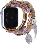 Zitel Beaded Bracelet Band Compatible with Apple Watch Straps for Women Girls for Series 10 42mm, 41mm 40mm Series 9|8|7|6|5|4|3|2|1|SE2, Handmade Elastic Stretch Beaded Band (Amber)