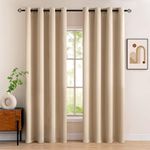 Kiara Creations 1 Piece Opaque Solid Room Darkening Thermal Insulated Blackout Curtains for Door 7 Feet, Beige