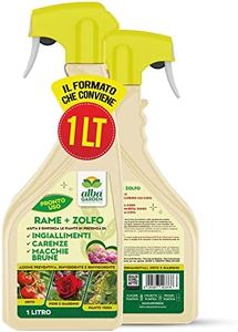Albagarden - Rame + Zolfo Spray 1 Litro - Concime Potente per Piante Contro le Malattie - Per Ingiallimenti, Carenze, Macchie Brune, Oidio, Peronospora - Per Orto Giardino E Piante Verdi