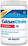 21st Century Vitamins Calcium Citrate Plus D3 Maximum Tablets, 400 Count