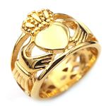 Beydodo Biker Rings Stainless Steel, Mens Wedding Ring Personalised Gold Claddagh Ring Crown and Heart Size T 1/2