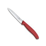 Victorinox Swiss Made Stainless Steel Swiss Classic Paring Knife, Kitchen Tools & Items, 10 cm, Straight Edge, Red | Multipurpose Knife 6.7701.C1