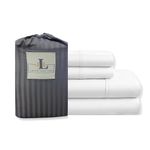 Lukeville Luxury Linen Full Sheets 4 Piece Bedding Sets - Hotel Collection Bed Sheets Cooling Sheets - White