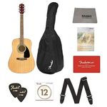 Fender FA-115 Dreadnought Acoustic Guitar Pack with Gig Bag, Strap, String Set, Picks, Bajaao Polishing Cloth and E-Book - Natural