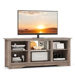 Multigot TV Cabinet for TVs up to 65”, Wooden TV Stand Media Entertainment Center with Adjustable Shelves & Cable Management, Living Room Bedroom TV Unit Console Table for 18” Fireplace (Grey)