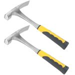 JOIKIT 2 Pack 29oz Brick Hammer, Flat Head Rock Pick Masonry Hammer, Double Head Small Geological Forged Hammer for Mining, Prospecting