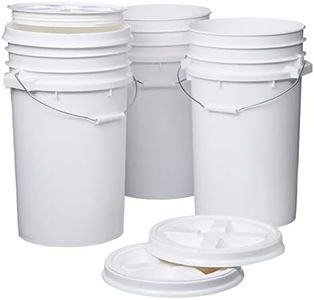 Consolidated Plastics 7 Gallon White Food Grade Buckets + White Gamma Seal Lids, BPA Free Container Storage, Durable HDPE Pails, Made in USA (3 Pack)