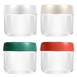 4 Pack 10oz Wide Mouth Mason Jars with Lids,Leak Proof Glass Overnight Oats Jar,Reusable Small Glass Jar with Lid for Fruit, Salad Dressing, Sauce,Cereal,Pasta,Sugar,Beans,Spice,Condiment(280ml)