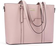 BROMEN Women Briefcase 15.6 inch Laptop Tote Bag Vintage Leather Handbags Shoulder Work Purses Pink